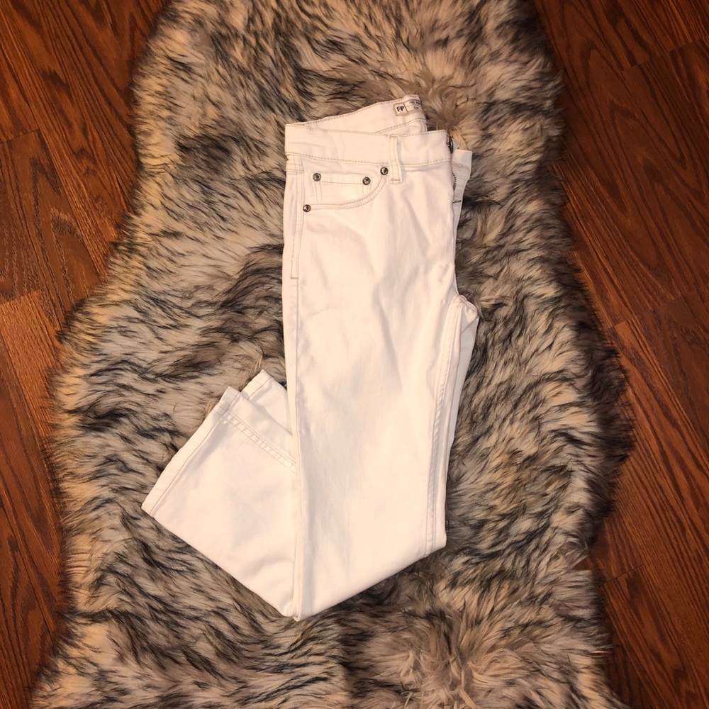 FREE PEOPLE Stark White Slim Kick Cropped Jeans - Picture 1 of 9